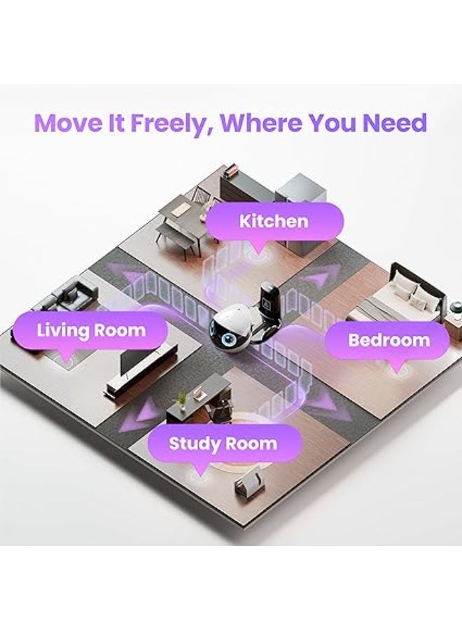 Enabot EBO Air 2 Plus FamilyBot 3K Home Camera Robot: Indoor Camera, Movable Robot Companion, 2-Way Video, AI Chat Mode, Auto-Recharge, Long Battery Life, Custom Facial Image, Night Vision - Image 3